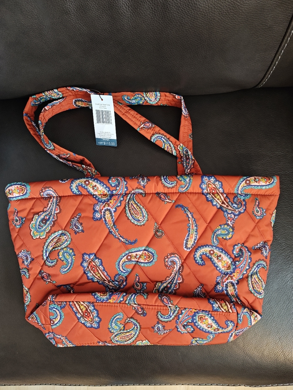 Vera Bradley Quilted Paisley Tote in Rust & Blue Accents